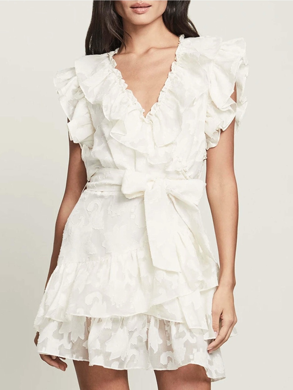 Veronica Beard Ecru Mahita Ruffle Dress